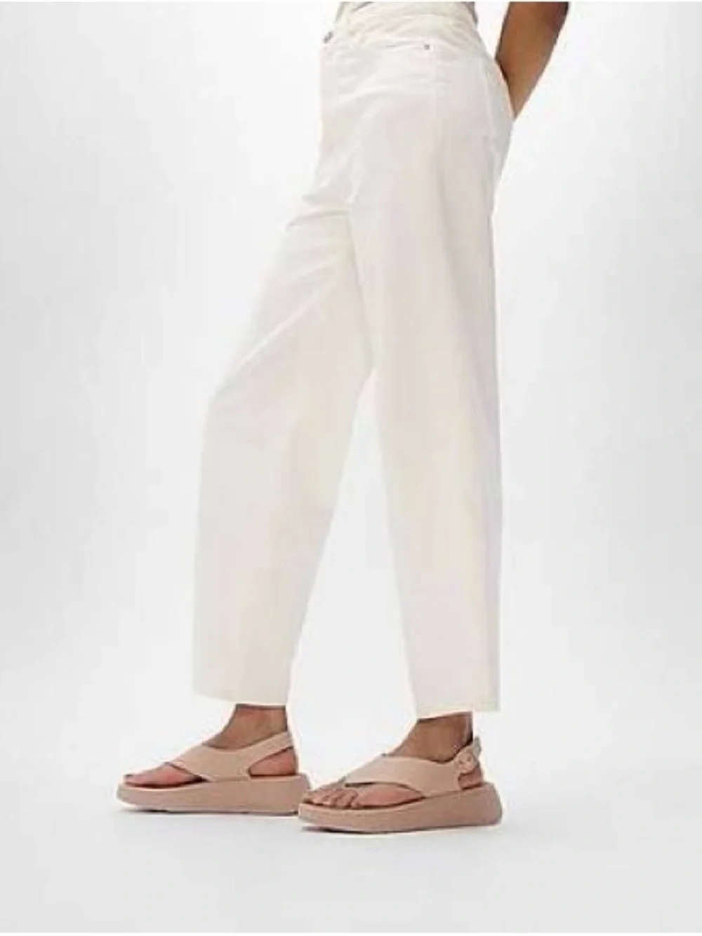 Fitflop F-MODE Leather Flatform Back-Strap Toe-Post Sandals size 9 Classic beige